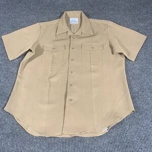 VTG Creighton Shirt‎ Mens 17 XL Beige US Navy Uniform Button Up Vietnam War 60s